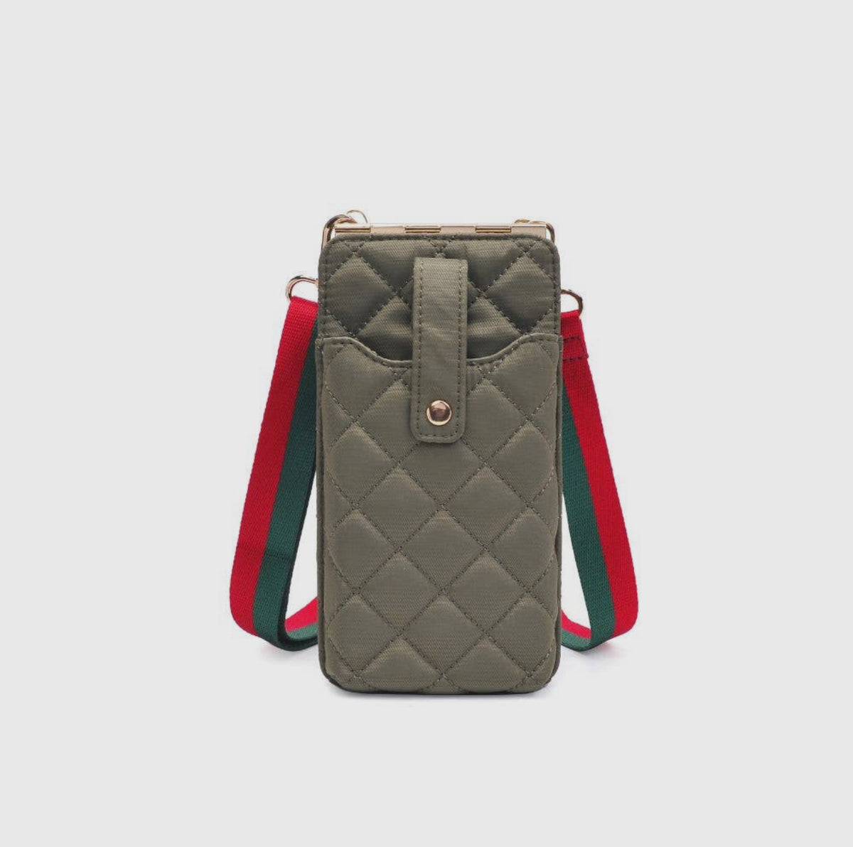 Zhuri Quilted Cell Phone Crossbody Bag | Green