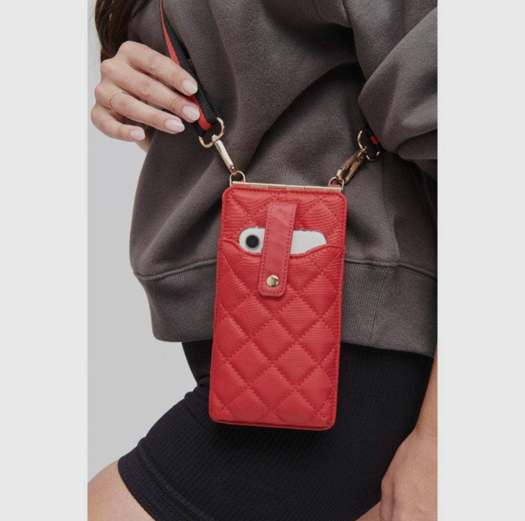 Zhuri Quilted Cell Phone Crossbody | Red