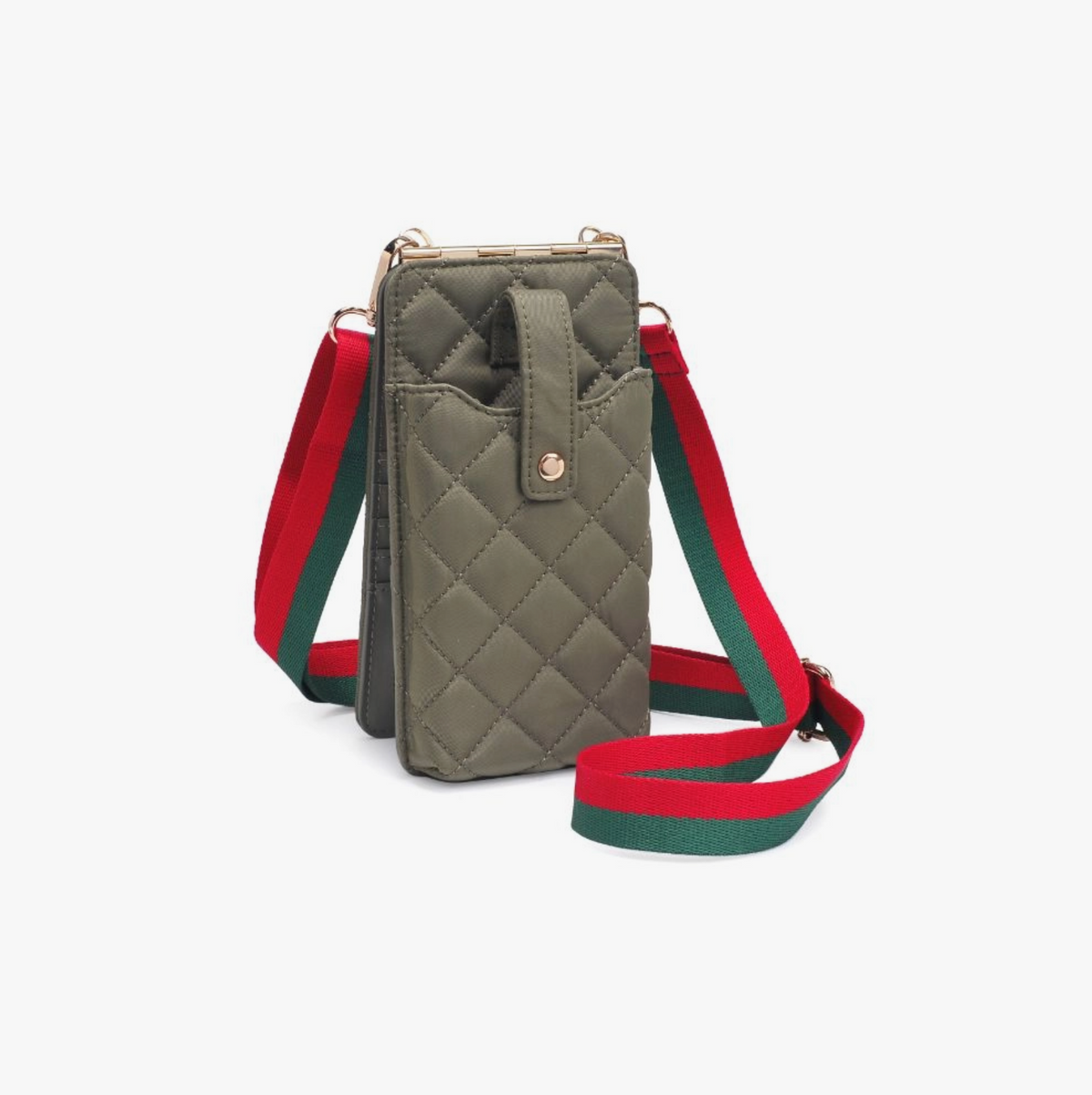 Zhuri Quilted Cell Phone Crossbody Bag | Green